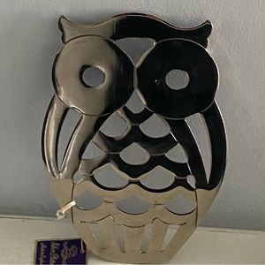 Owl Trivet FB Rogers Italy FBR EP Zinc England 8.5x6” VINTAGE